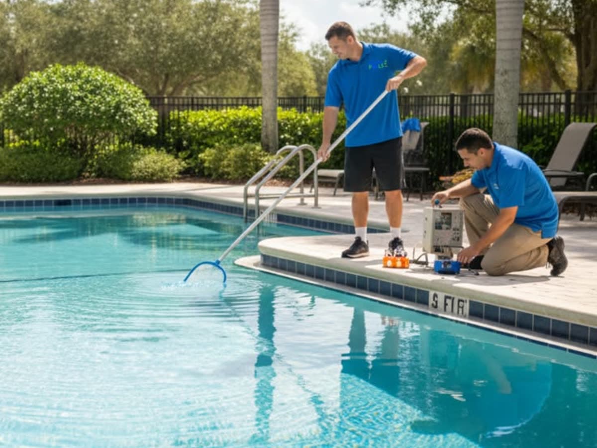 Pool Service business at work