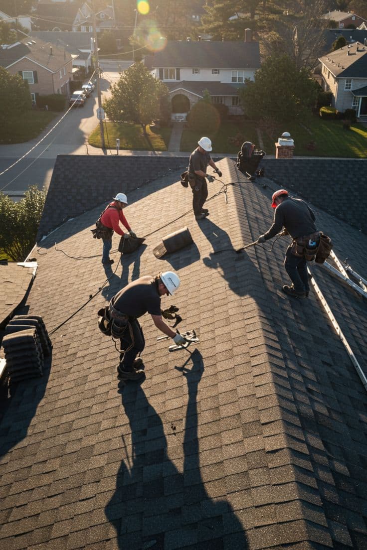 Roofing business at work
